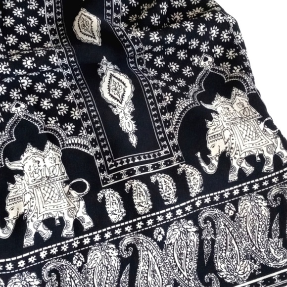 Vintage Jones New York Black & Cream Tunic Dress Elegant Elephant Motif 4 - Picture 11 of 13